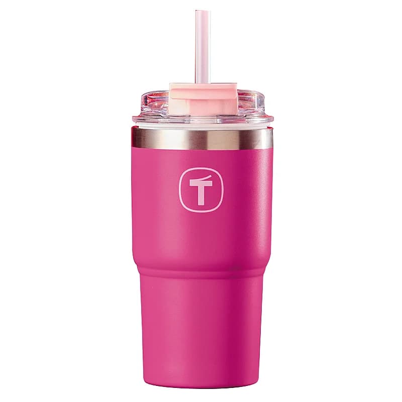 Copo Tupperware Termico Big T com Canudo 630ml Rosa