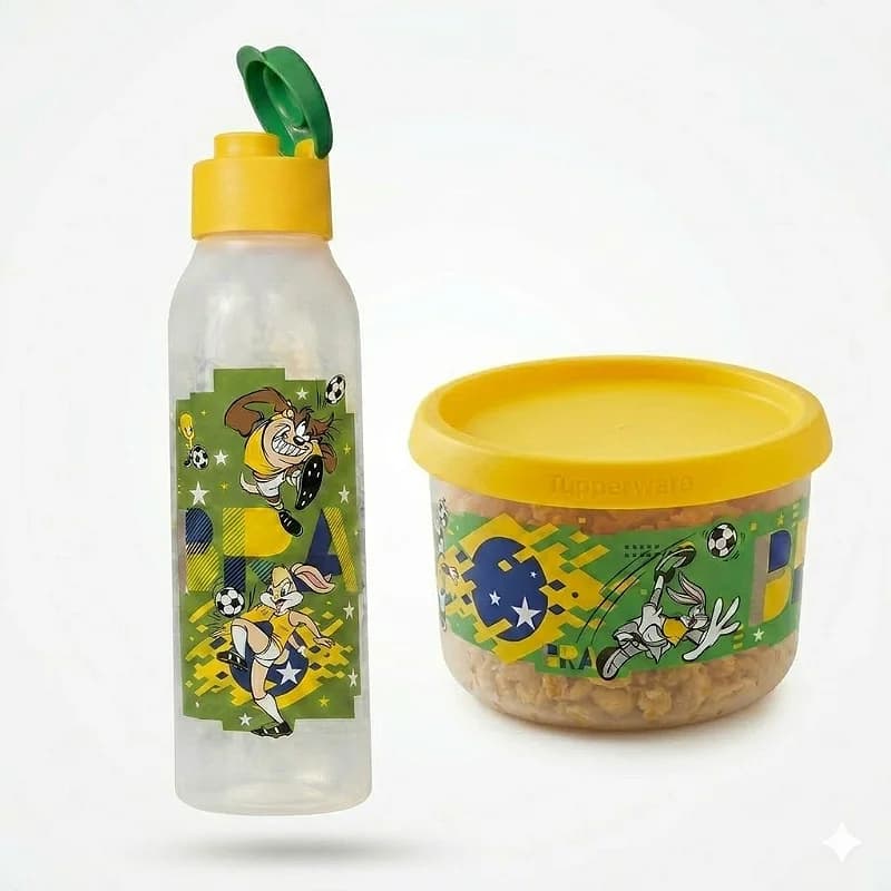 Kit Garrafa Eco Tupper Plus 750ml + Mini Instantanea Magica Time Looney Tunes