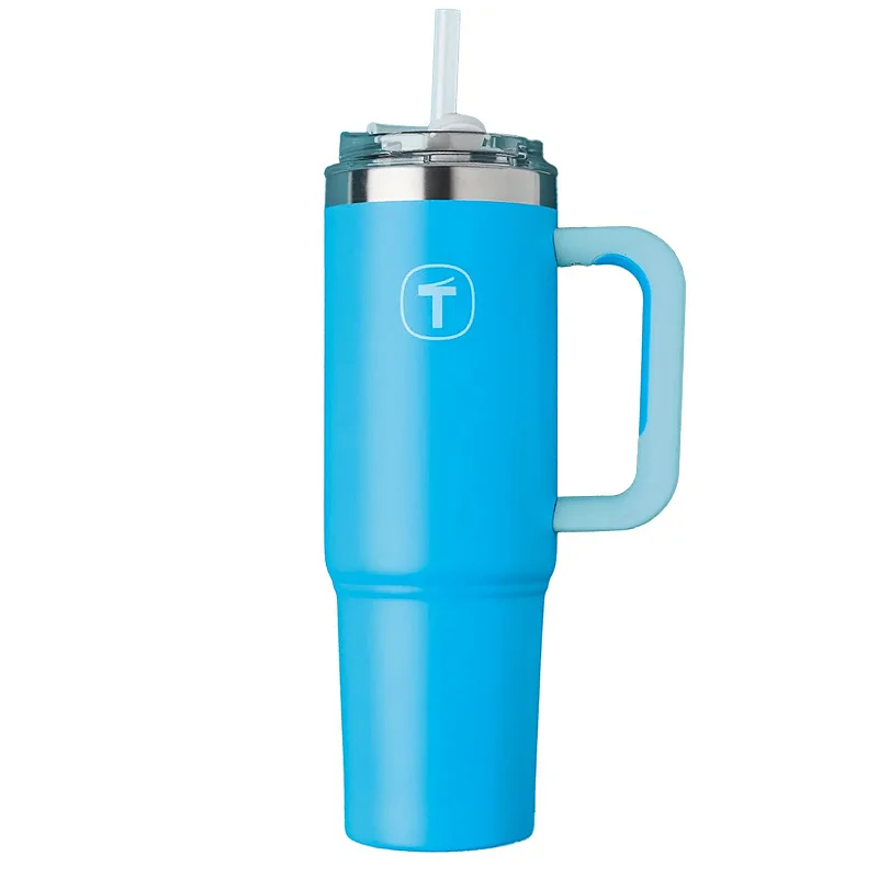 Tupperware Copo Termico Big T com Canudo 1,1 litro Azul Grecia