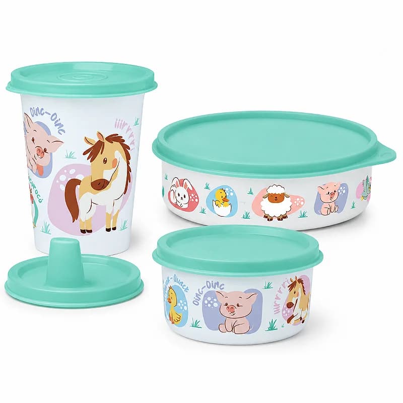 Kit Tupperware Copinho + Pratinho 500ml + Potinho Baby 3 pecas