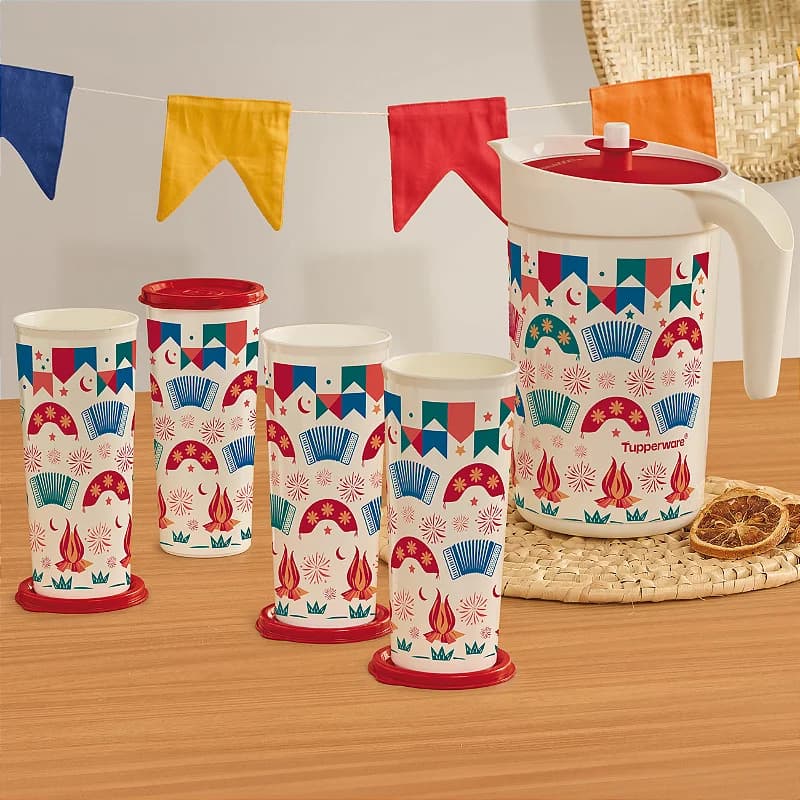 Kit Tupperware A Jarra Ilumina + Copos Simone Mendes 5 pecas