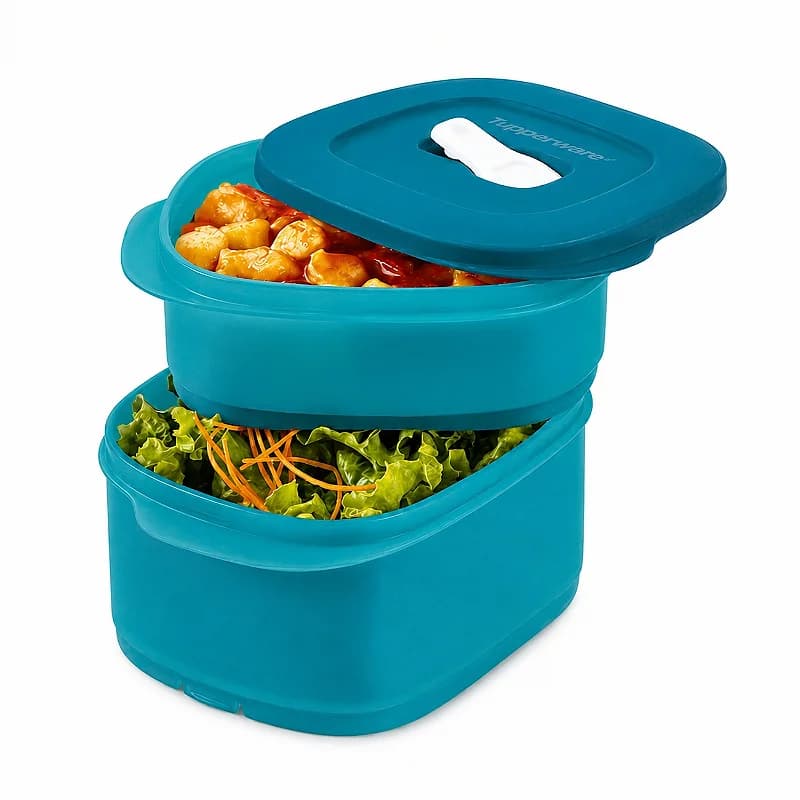 Tupperware Cristalwave Quadrada Geracao II 800ml + 500ml Turmalina