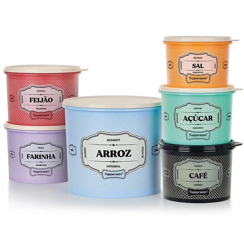Kit Tupperware Caixa Mantimento Essences 6 pecas