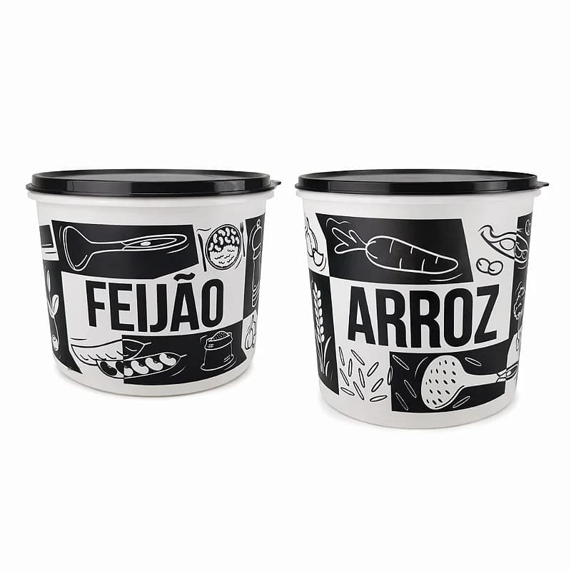 Kit Tupperware Caixa Arroz 5kg + Feijao 2kg Pop Box 2 pecas